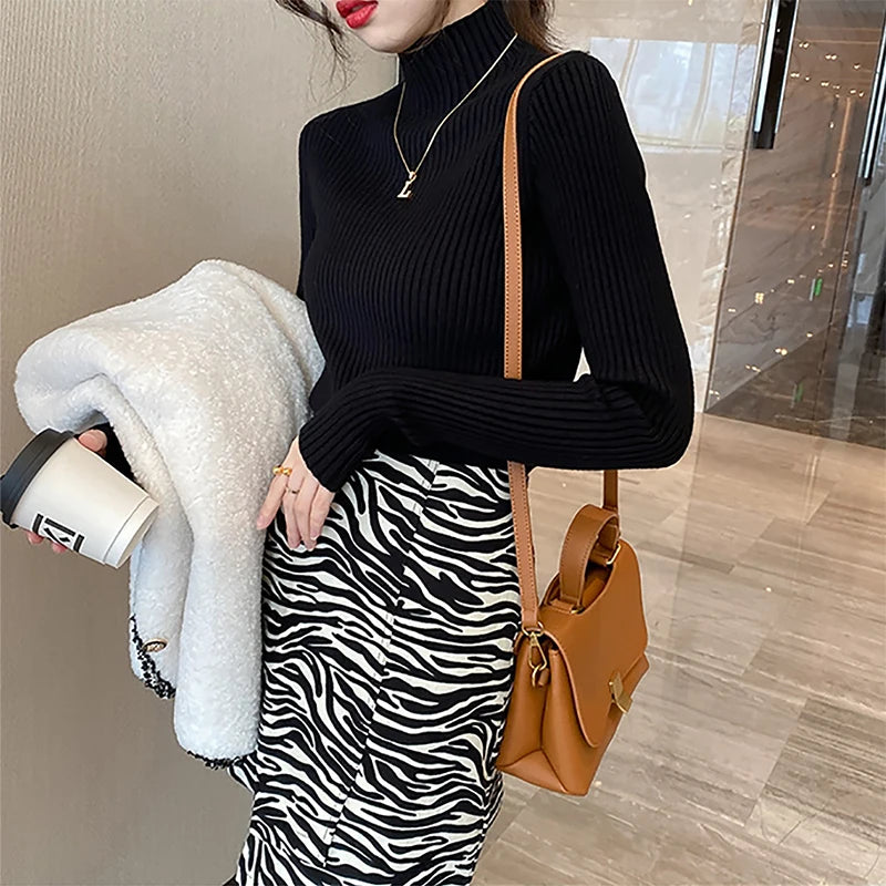 Turtleneck Sweater Long Sleeve Casual Slim Pullover