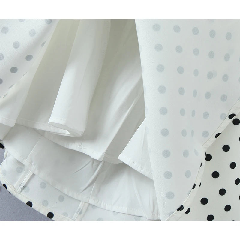 French Style Retro Polka Dot Deep V Halter Dress