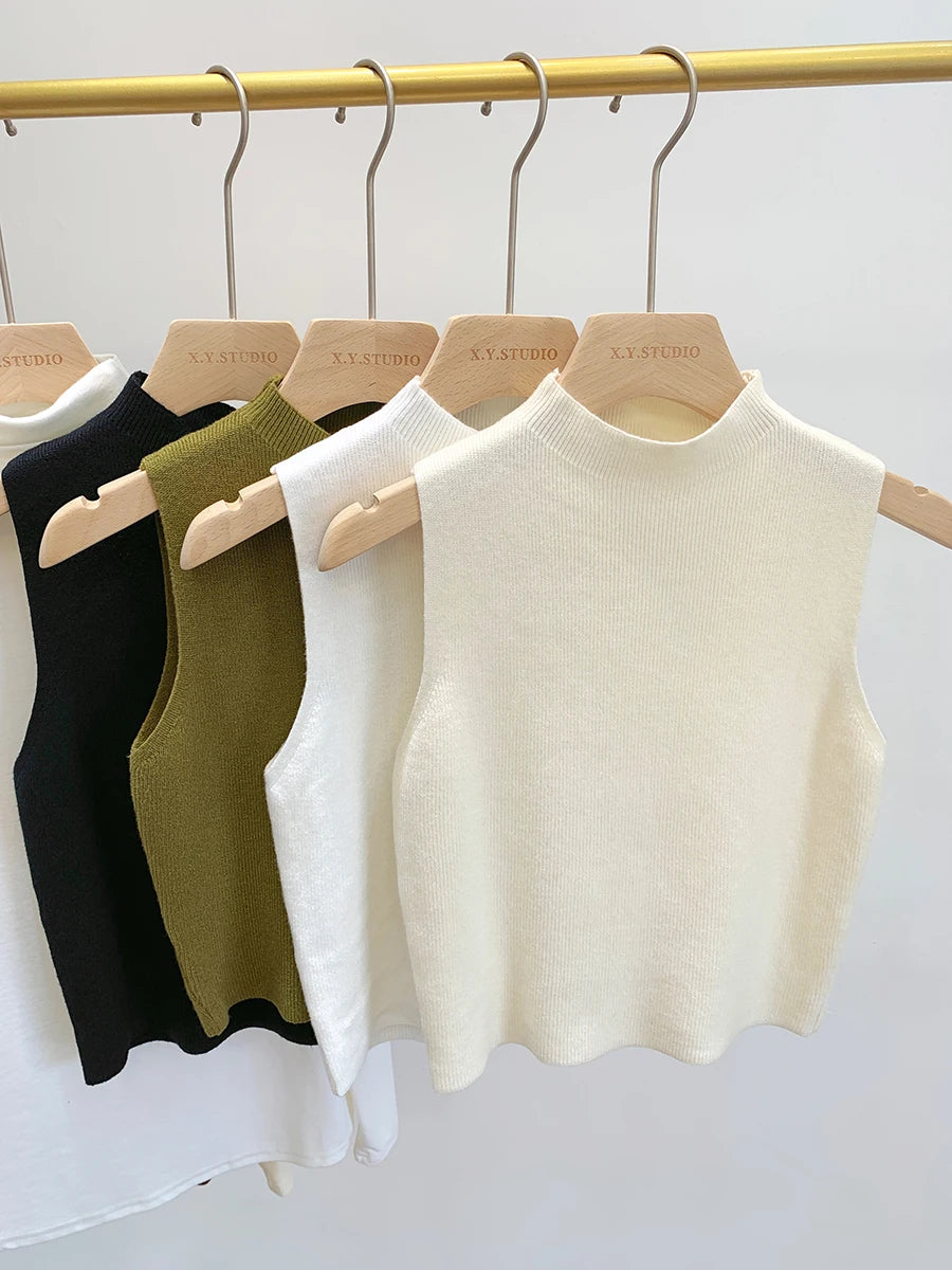 Women Knitted Tank Top Summer Fall Slim Sweater