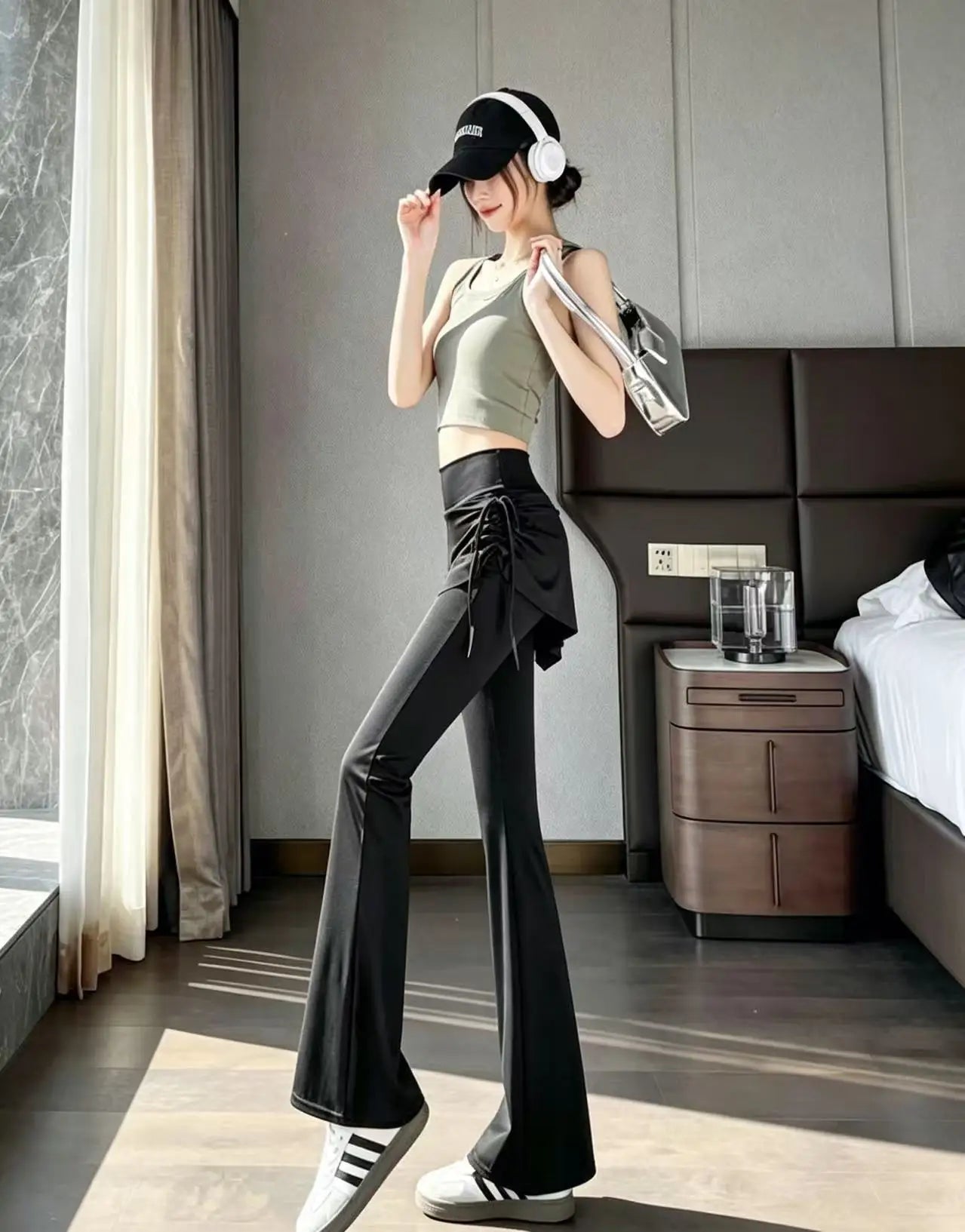 New pleated lace-up ladies yoga pants