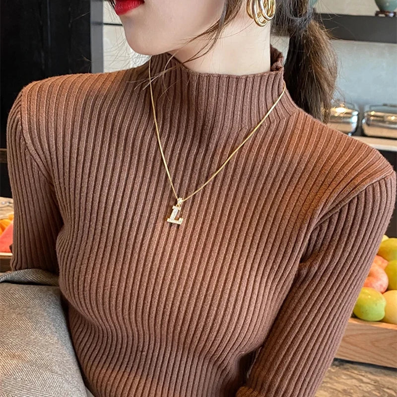 Turtleneck Sweater Long Sleeve Casual Slim Pullover
