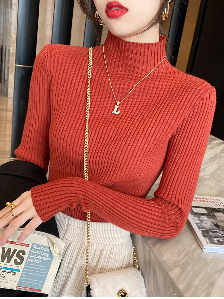 Turtleneck Sweater Long Sleeve Casual Slim Pullover
