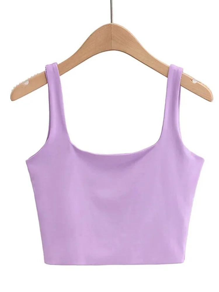 2022 Sommer Damen Sexy Ärmellose Tops Fashion Kurze Tanktops mit Quadratausschnitt 6 Farben