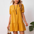 Chic Cotton Linen Short Sleeve Dress