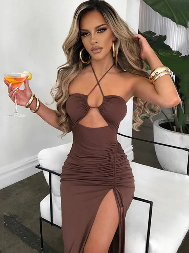 Ärmellose sexy Damen-Midikleider, rückenfrei, schmal, für Nachtclub-Partys, Damenkleid, figurbetont, elegante Kleider für Damen
