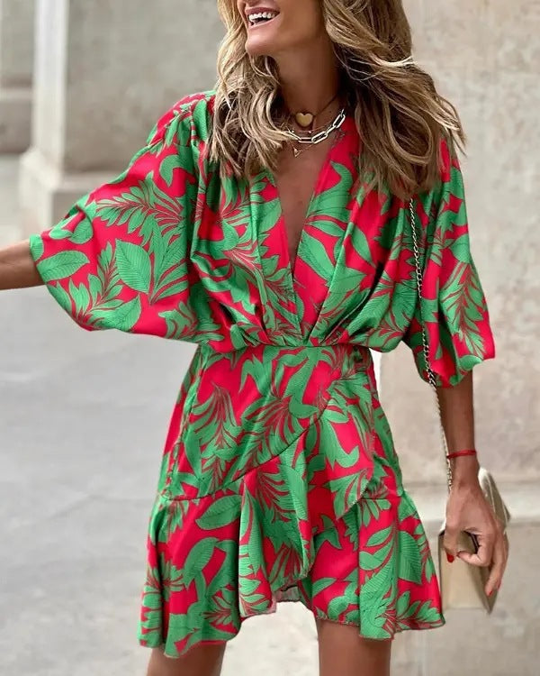 Chic V-Neck Batwing Summer Dress