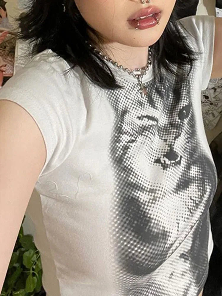 Harajuku Animal Print Crop Top Crewneck T-shirt