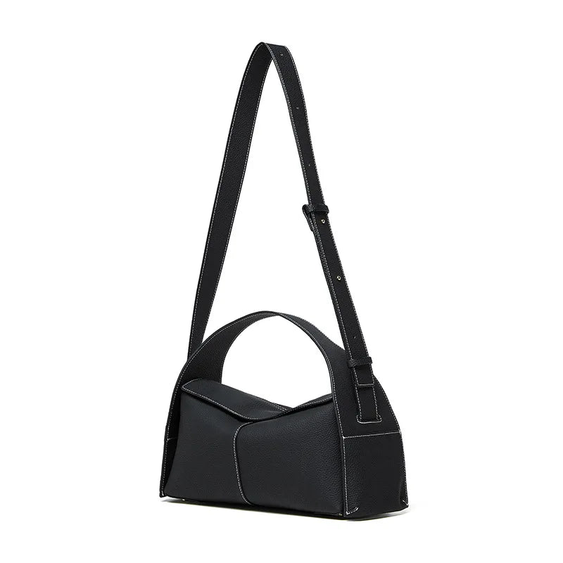 Detachable Shoulder Strap Leather Handbag