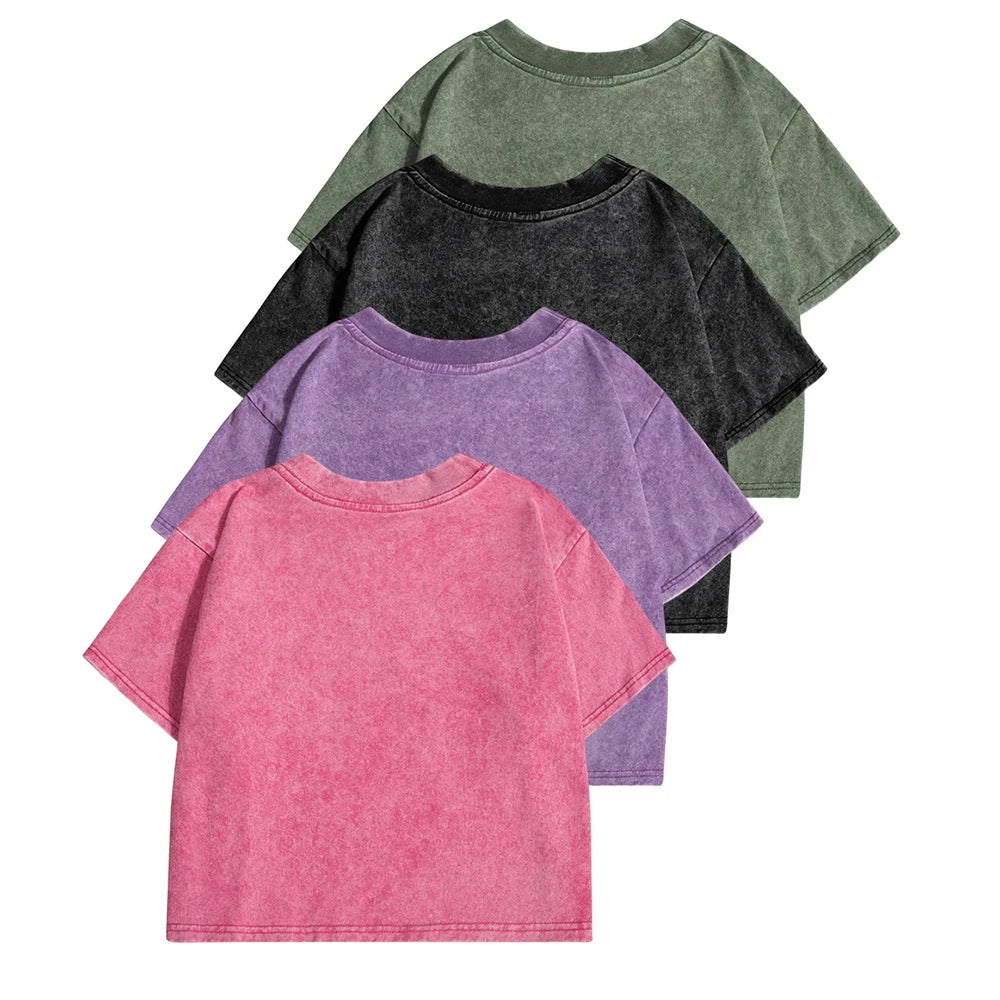 Solid Color Slim Washed T-Shirt Women