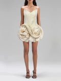 VGH Solid Sexy Patchwork Flower Hem Dress for Women