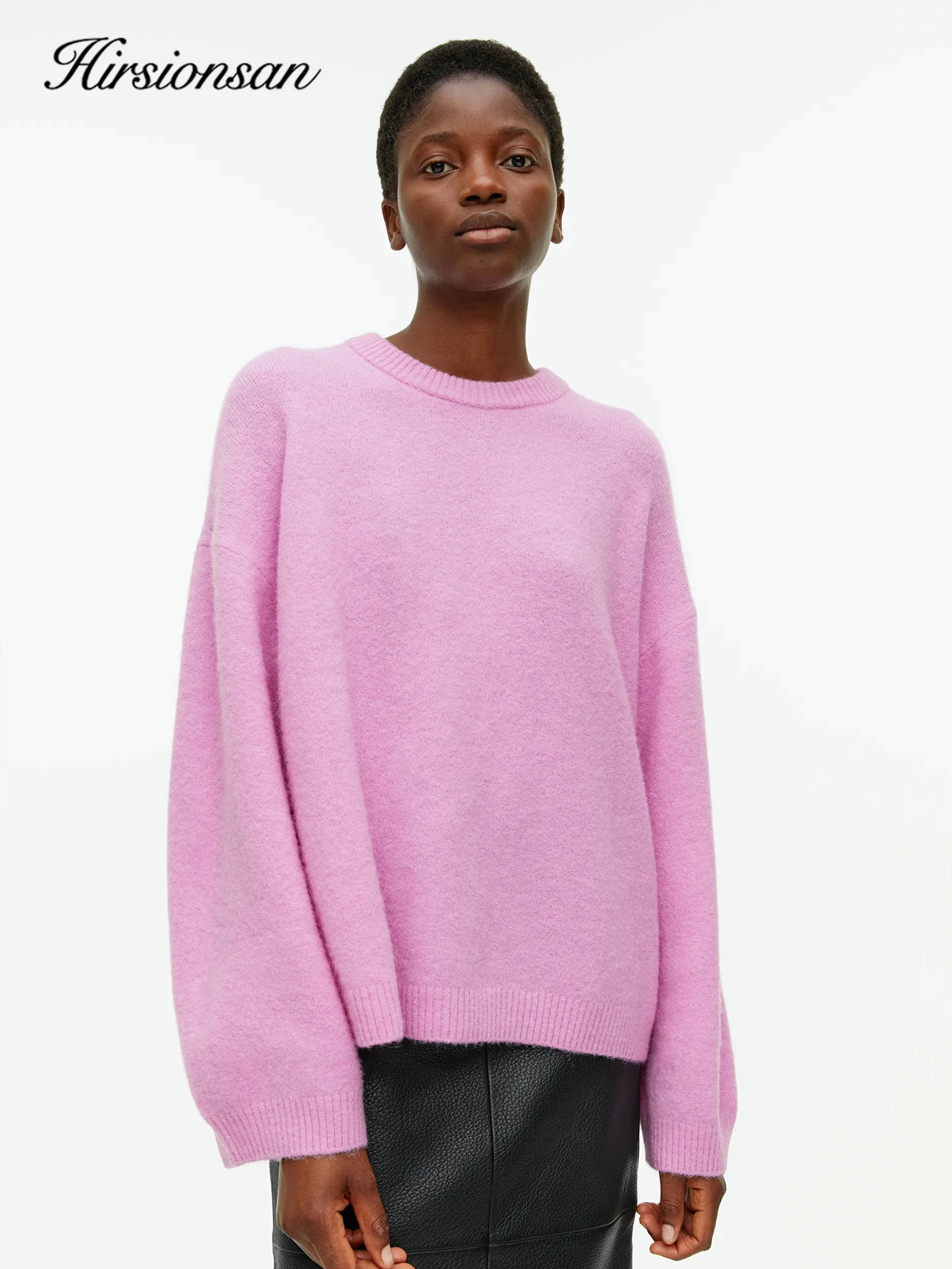 Hirsionsan Basic O Neck Lantern Sleeve Sweater