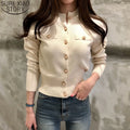 2026 Herbst Langarm Mode Damen Strickjacken Pullover Gestrickter Mantel Kurz Lässiger Einreihiger Koreanischer Schmaler Eleganter Damenoberteile