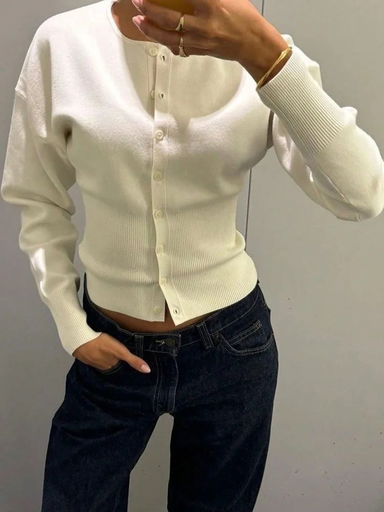 Tossy lässige Strickjacke für Damen, langärmlig, gerippt, Patchwork, schmal, elegant, locker, kurze Oberteile, Damenstrickjacke