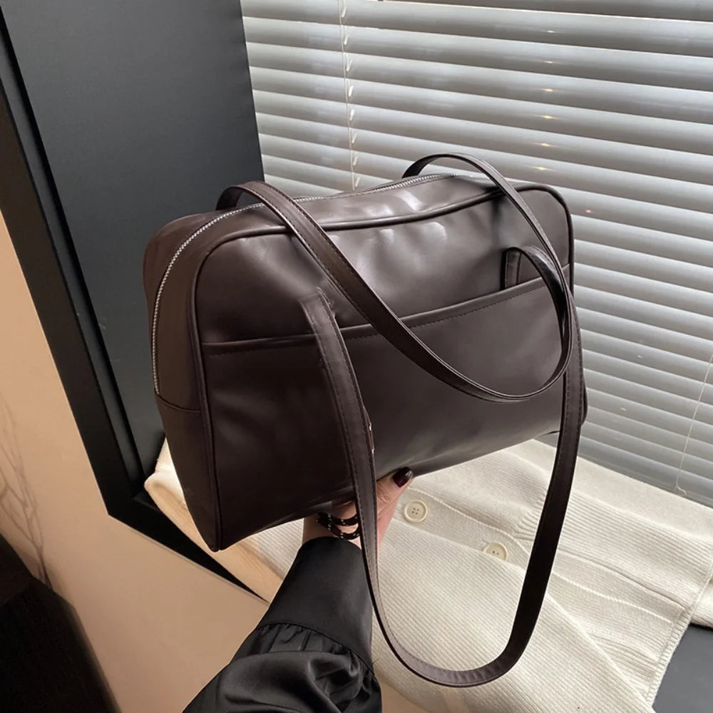 Fashion PU Leather Shoulder Bag with Pendant Large Capacity Women Girls Crossbody Bag Portable Tote Bag Shopping Bag