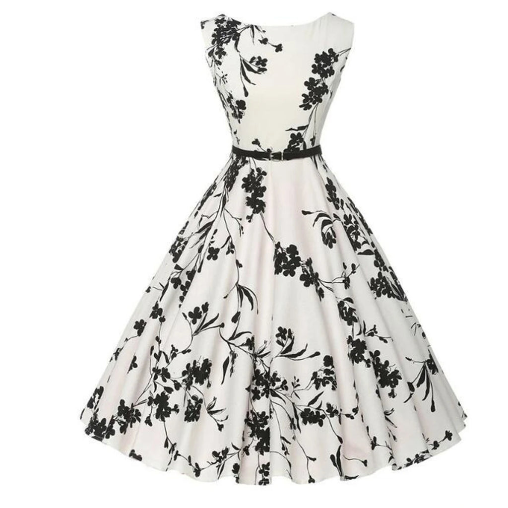 Summer Floral Robe Retro Swing Casual Vintage Dress