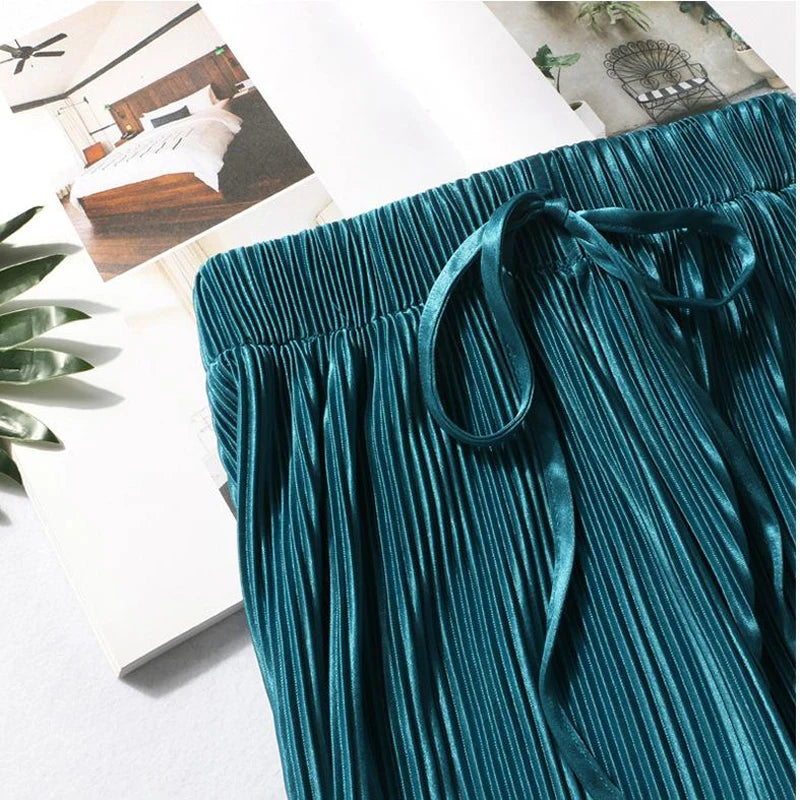Summer Wide Silk Trousers Loose Casual Pants