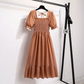 Waist Short Sleeve Pleated Casual Dress