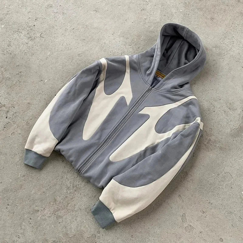Devil Pattern Zipper Hoodie Jacket