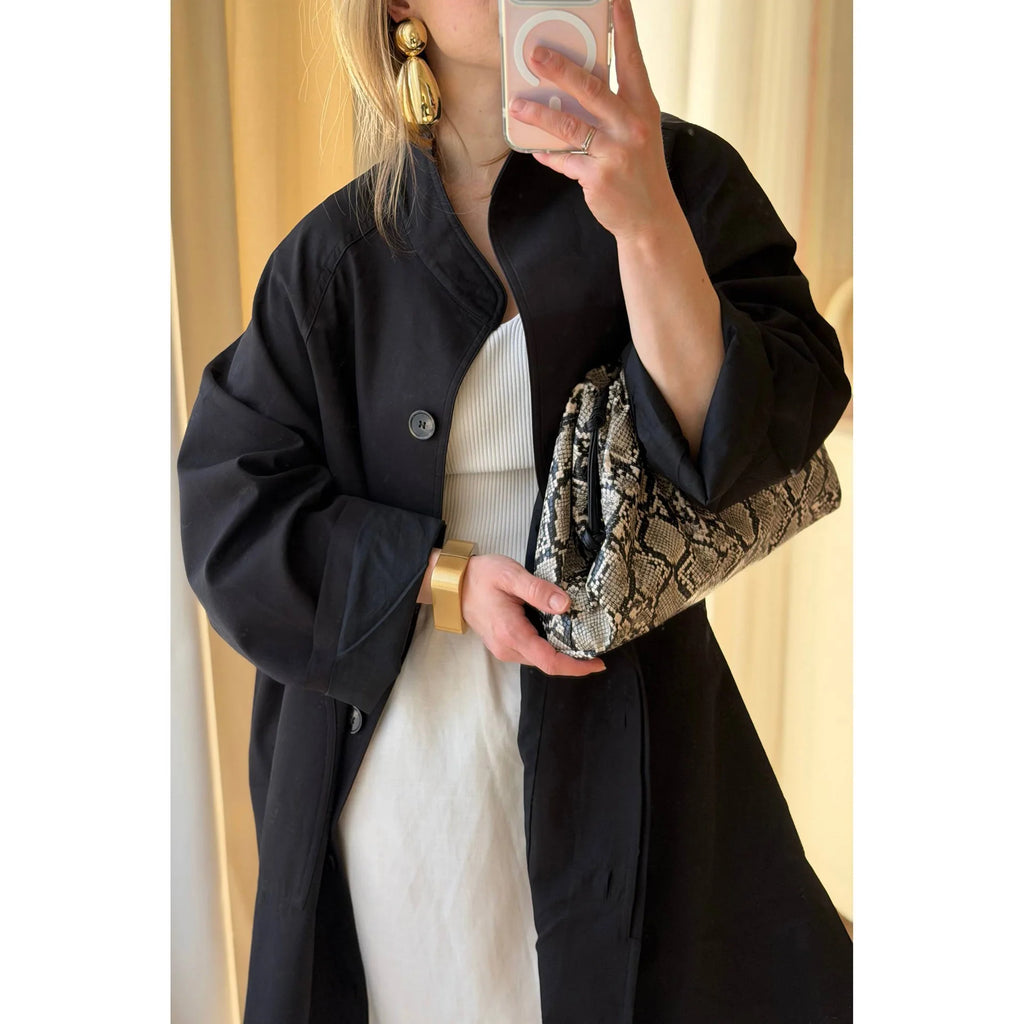 Stand Neck Long Trench Coat Women Spring