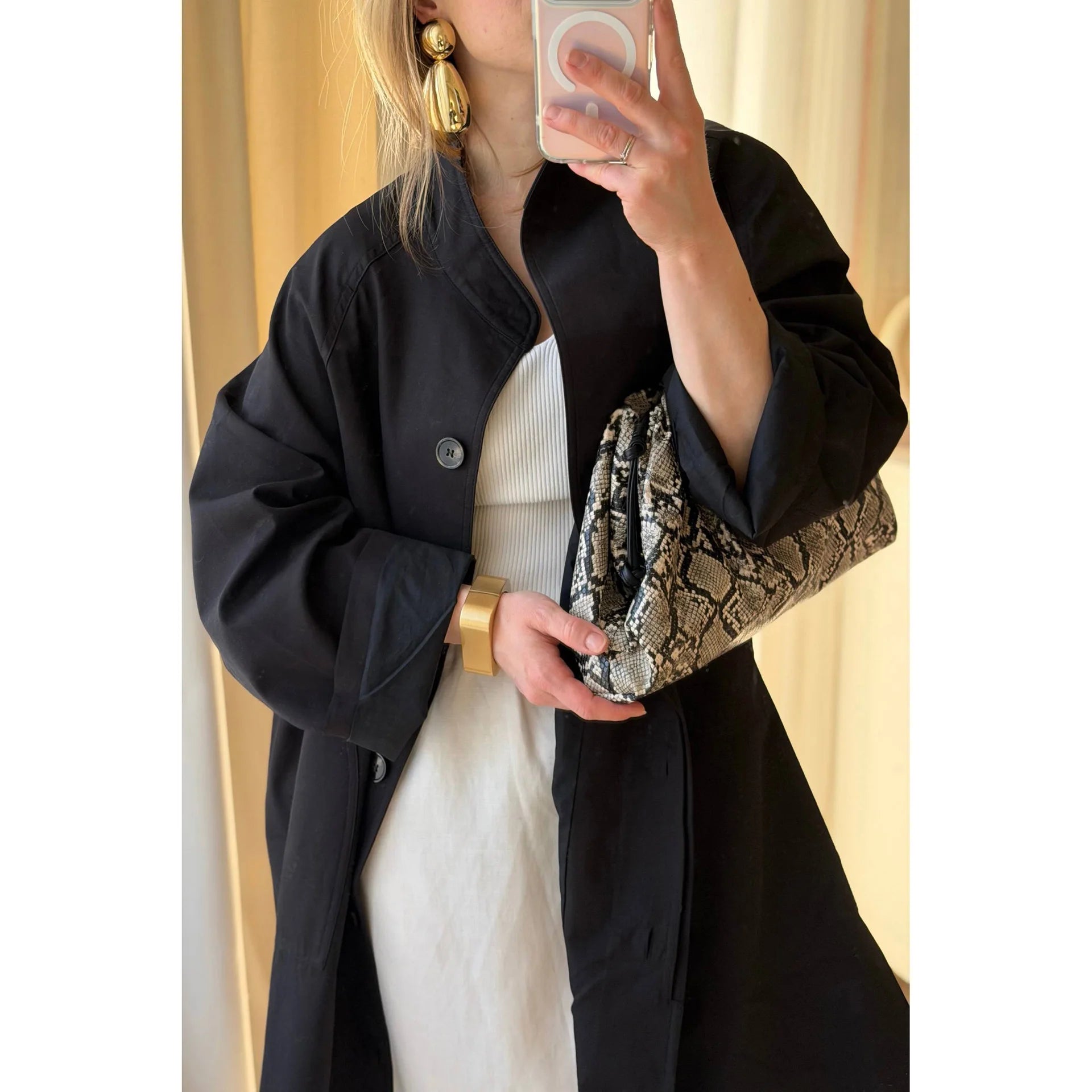Stand Neck Long Trench Coat Women Spring