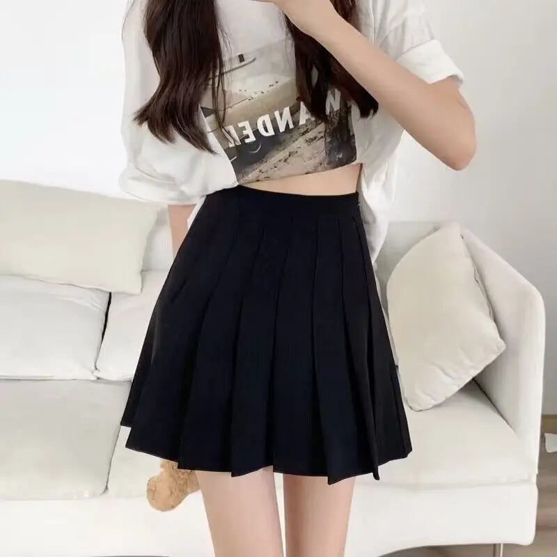 Falten-Minirock mit Shorts Damen Hohe Taille A-Linie Skater Skort Weiß Schwarz Rosa Sportliche Schuluniform Neue Mode HotSale