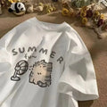 Fan Cat and Women Pure T-shirt Couple Wear
