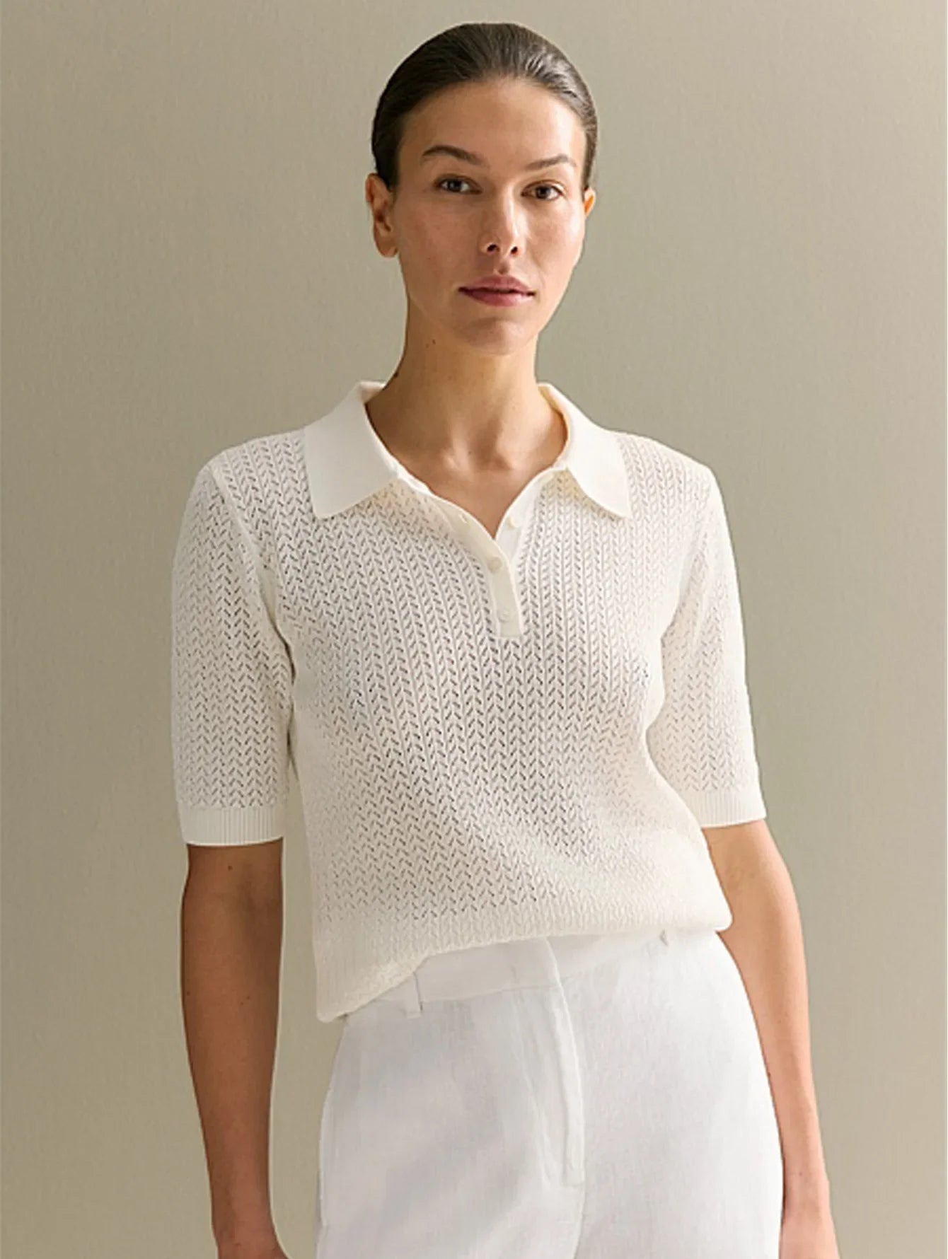 Typhaland Hollow Knitted T shirt Woman 2026