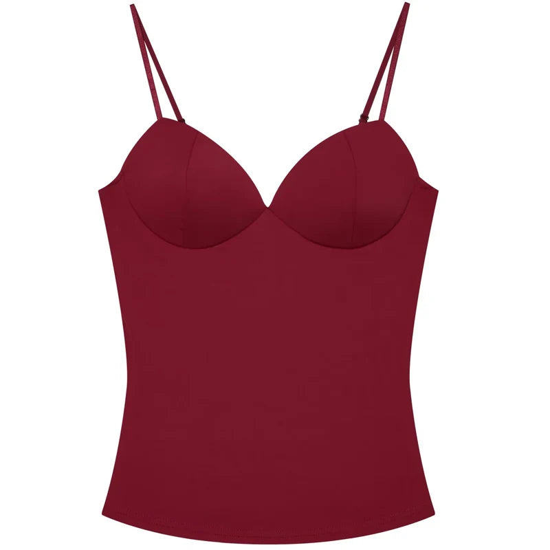 HXAO Burgundy Slip Top Tanks