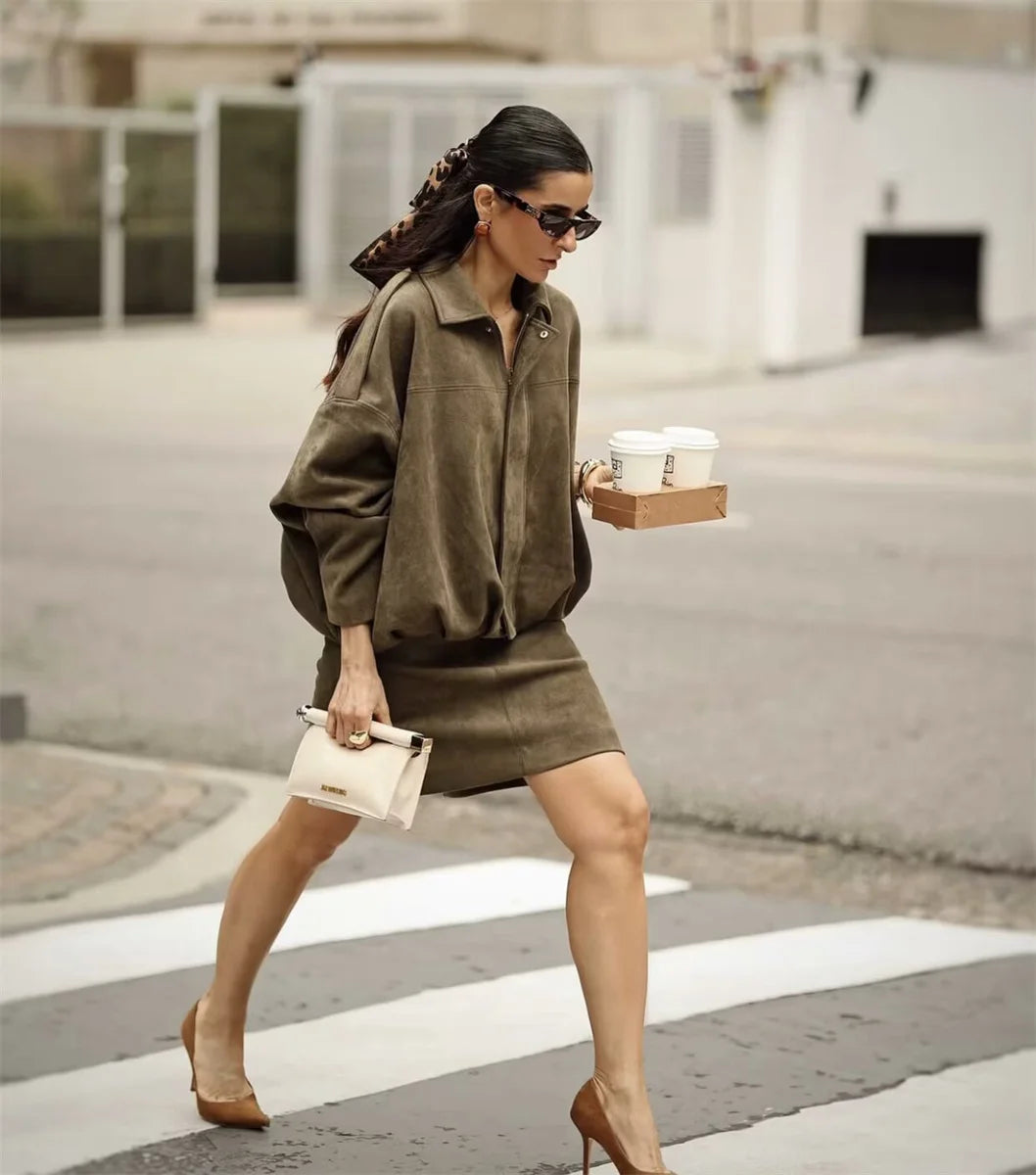 Women's Army Elegant Bomber Jackets Coats