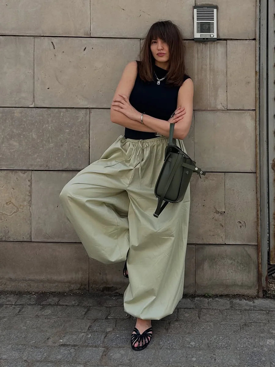 Cotton Loose Lantern Style Wide Leg Pants