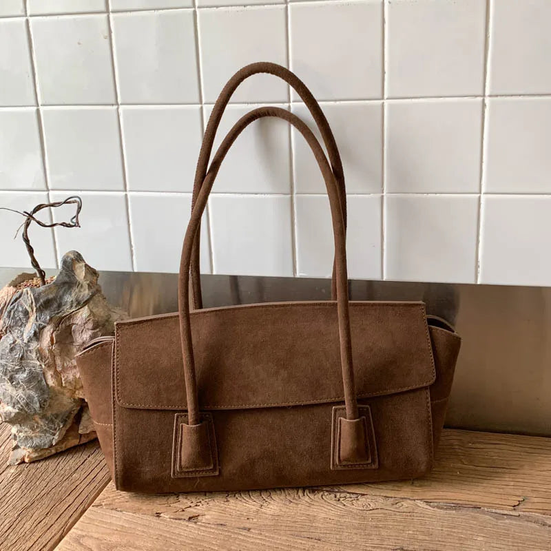 Vintage Suede Shoulder Bag Korean