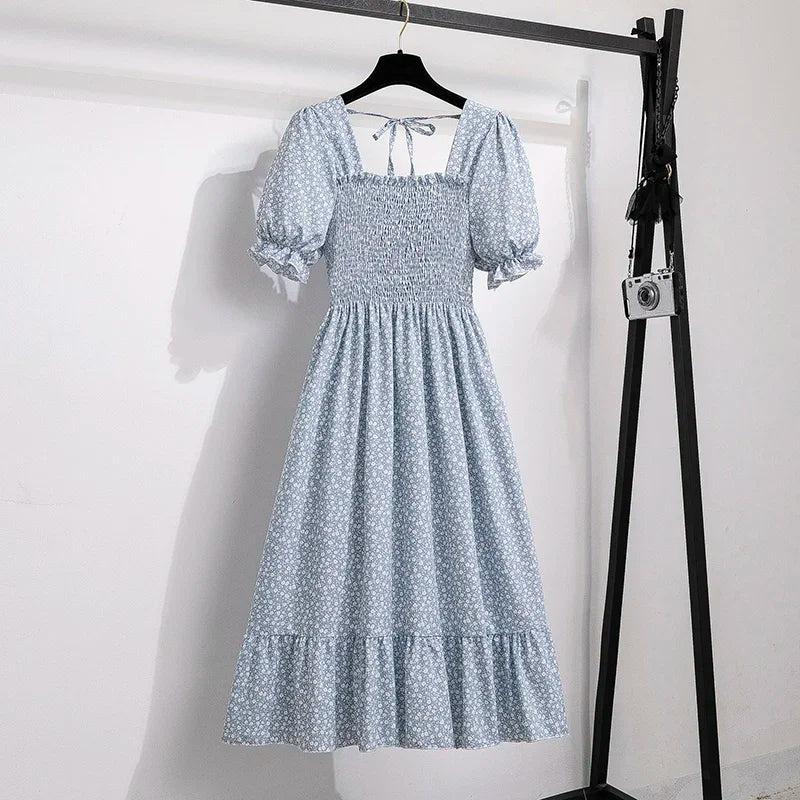 Waist Short Sleeve Pleated Casual Dress