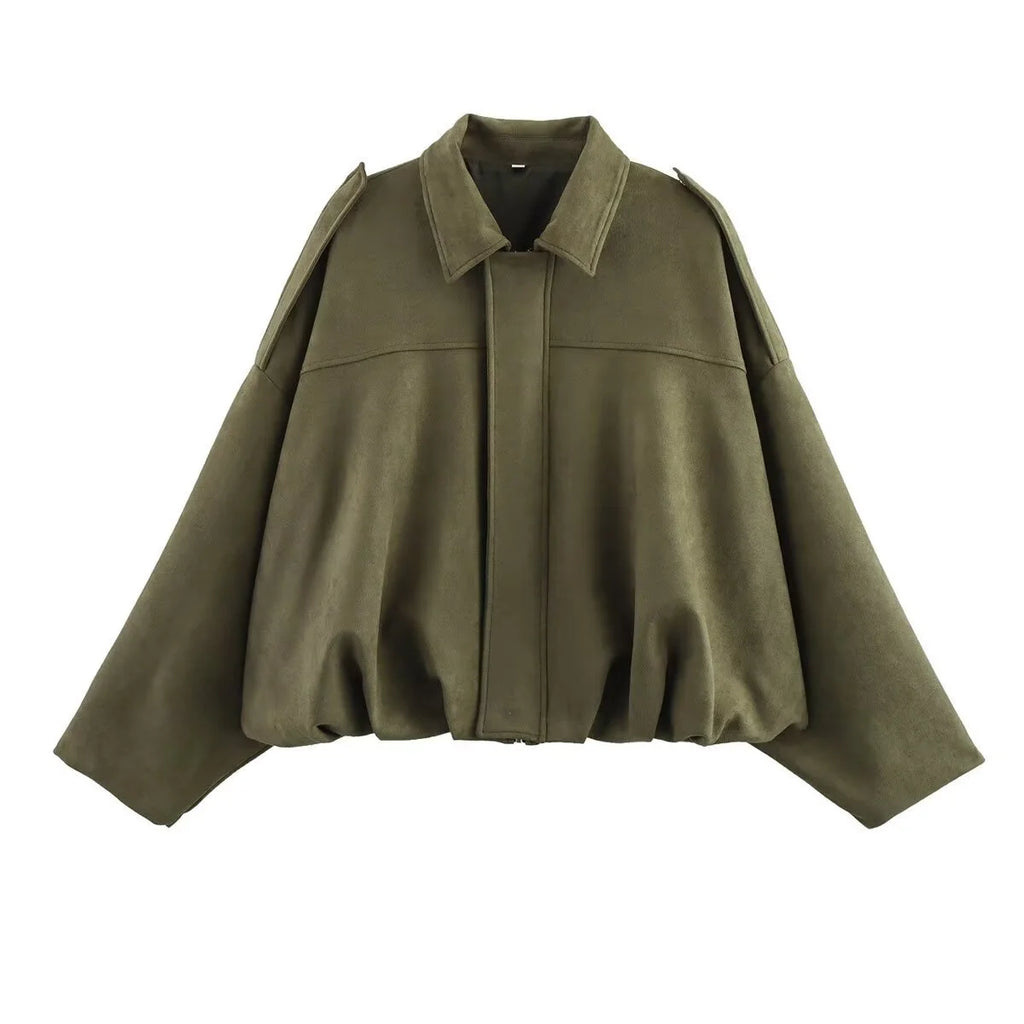Women's Army Elegant Bomber Jackets Coats