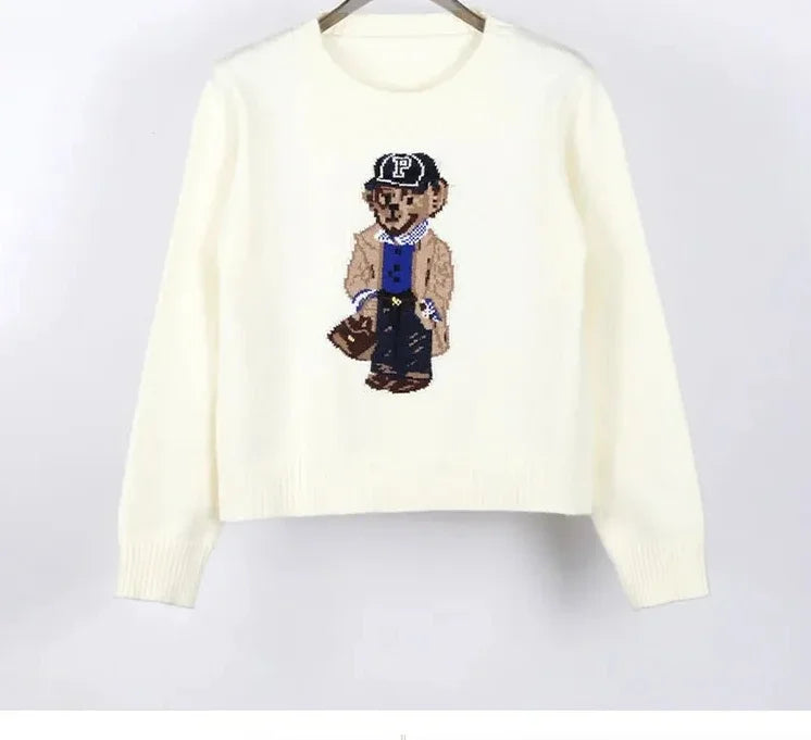 Crochet Bear Knit Sweater Pullover