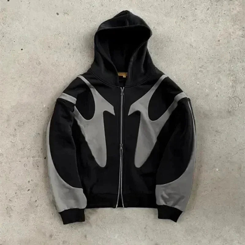 Devil Pattern Zipper Hoodie Jacket