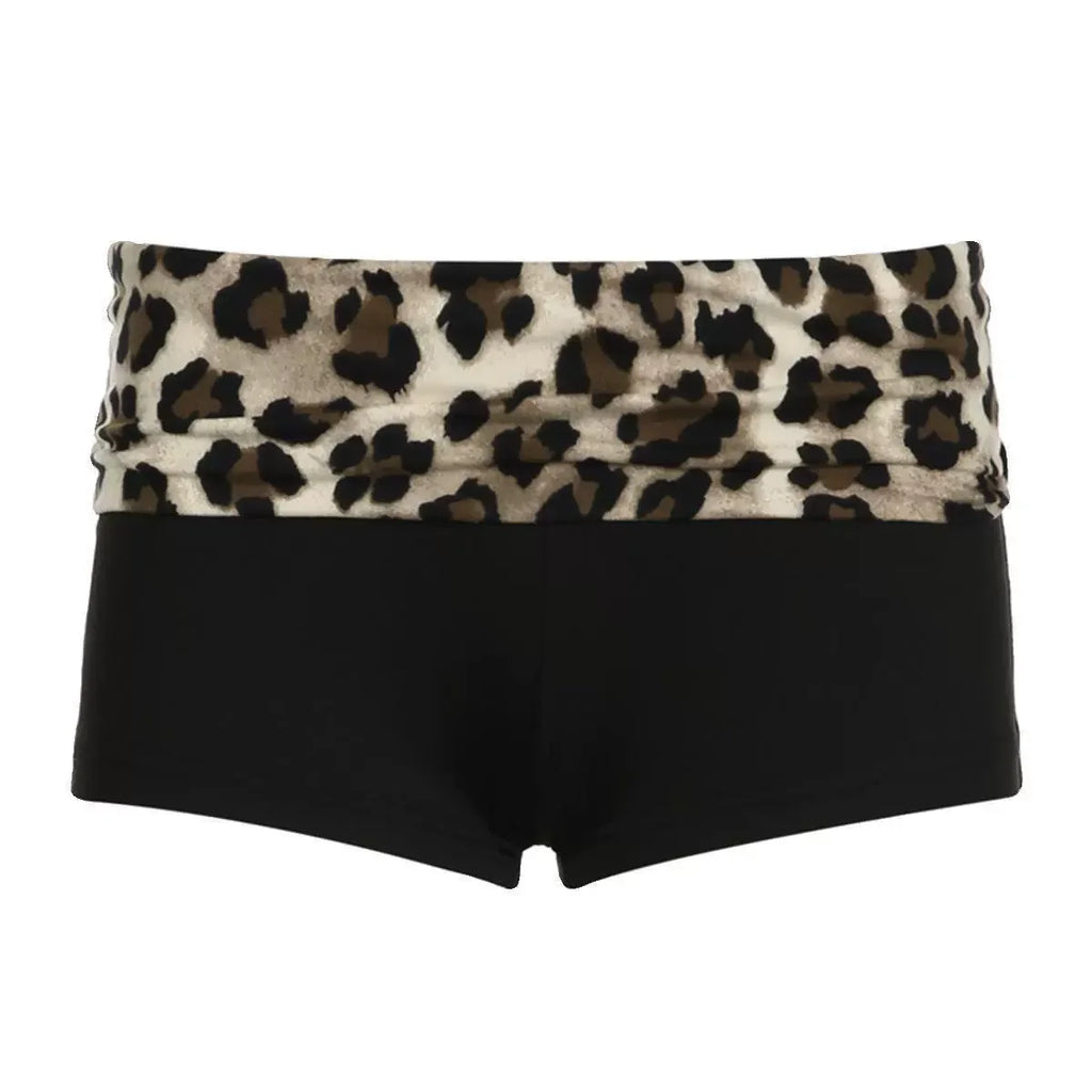 Kontrast Patchwork Leopard Low Waist Slim Sexy Booty Shorts Damen Baddie Outfits