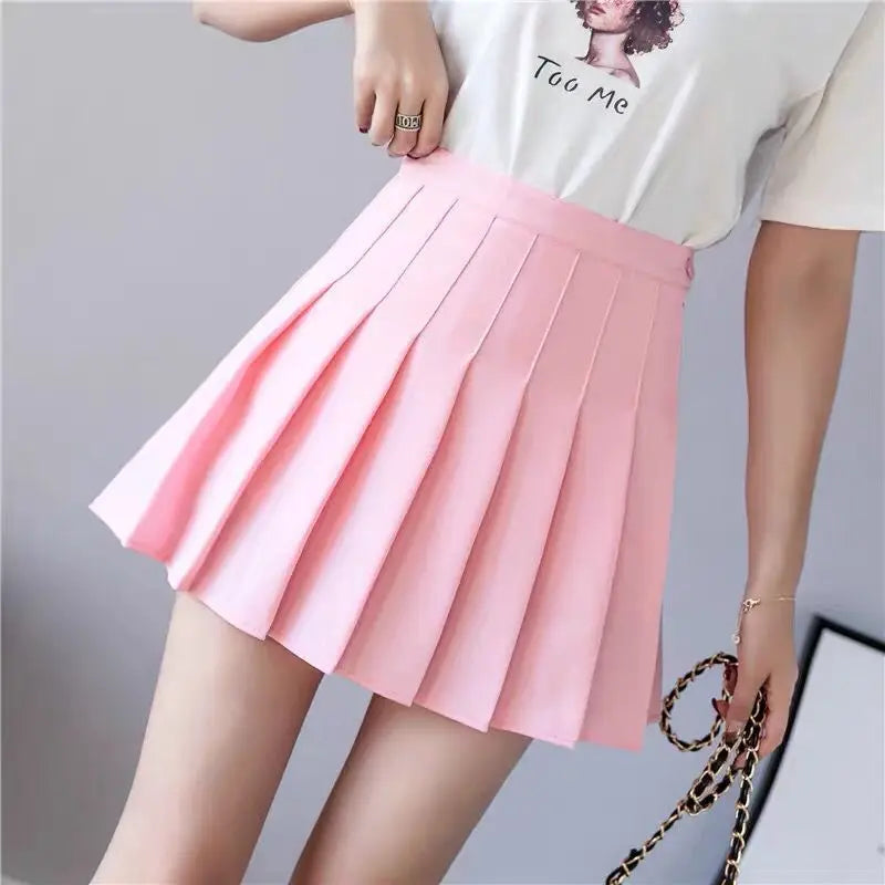 Falten-Minirock mit Shorts Damen Hohe Taille A-Linie Skater Skort Weiß Schwarz Rosa Sportliche Schuluniform Neue Mode HotSale