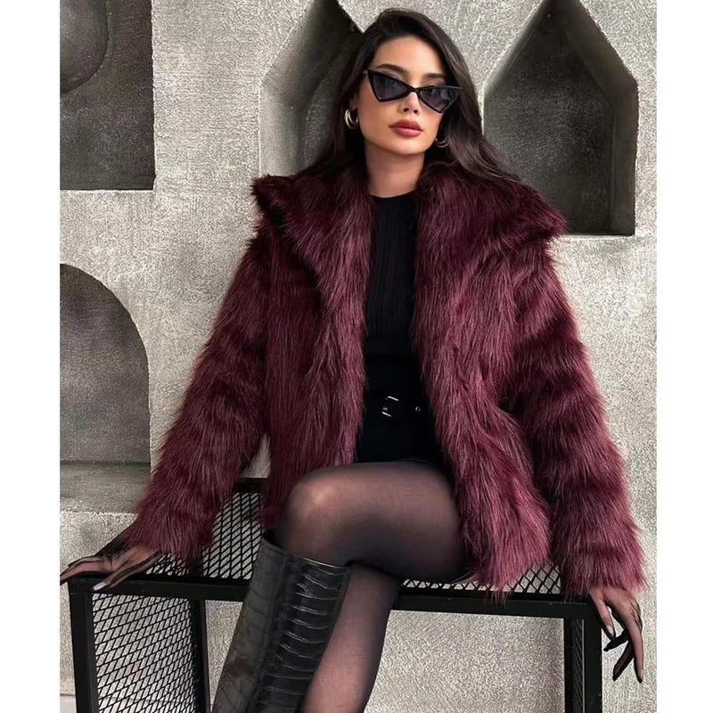 MUJER Fur Hairy Warm Winter Fluffy Coat