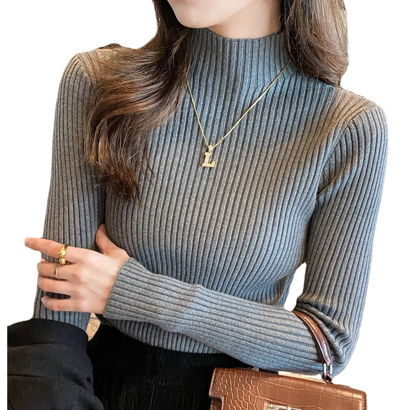 Turtleneck Sweater Long Sleeve Casual Slim Pullover