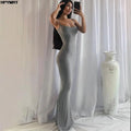 Satin-Neckholder-Kleid ärmellos rückenfrei schmal geschnitten sexy Maxikleid 2022 Frühling Damen Party Y2K figurbetonte elegante Kleider Damenbekleidung