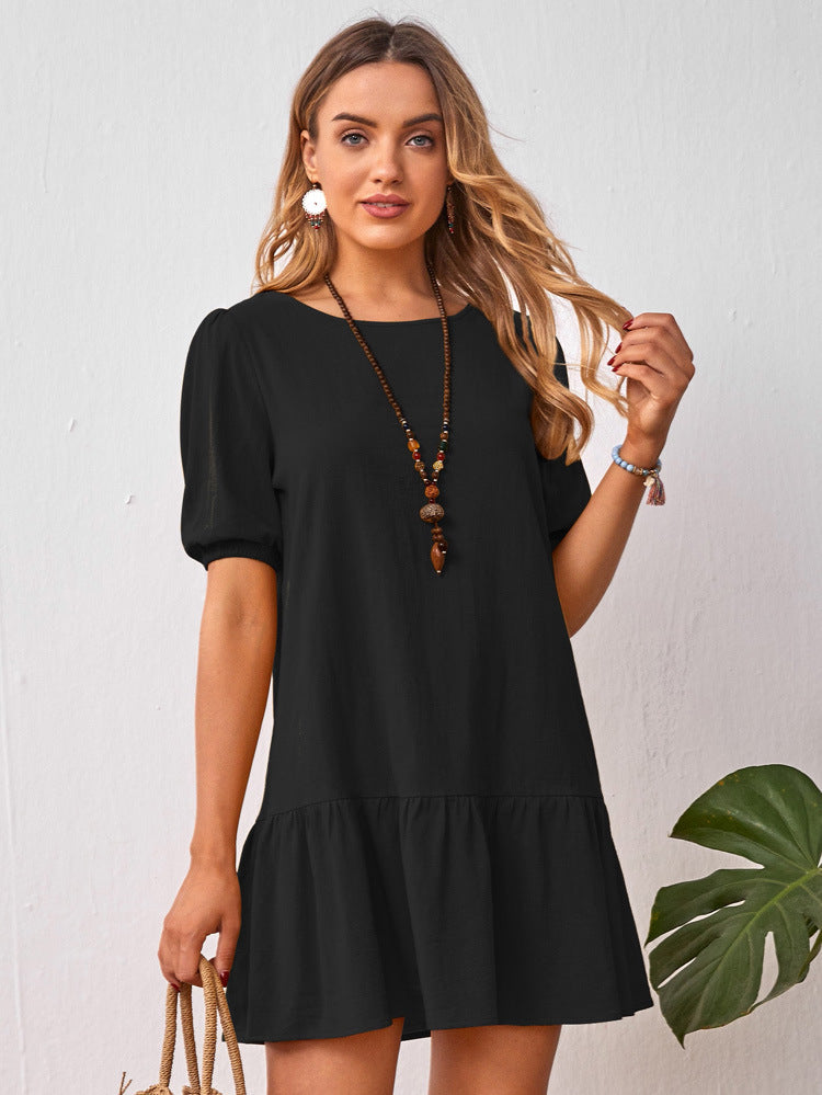 Chic Cotton Linen Short Sleeve Dress