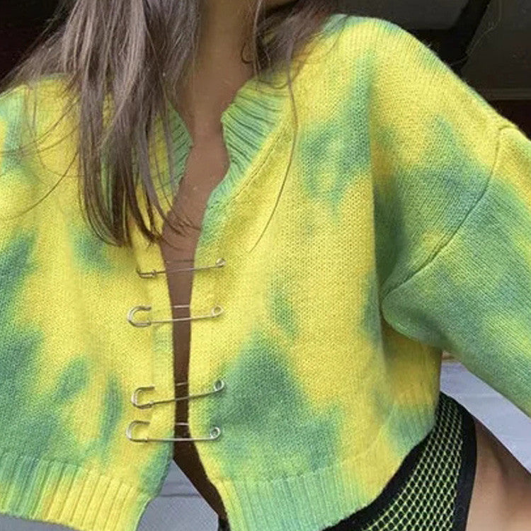 Chic Tie-Dye Crop Cardigan Tee