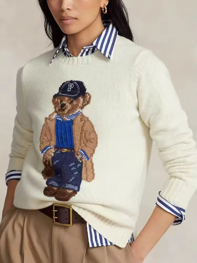 Crochet Bear Knit Sweater Pullover