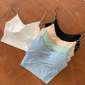 1x Damen Sexy Unifarbene Camisole Eisseide Tube Nahtloses Sport-Tanktop Kabellose Unterwäsche Gepolsterter BH Bralette Weste
