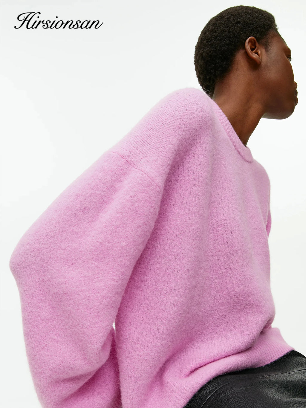 Hirsionsan Basic O Neck Lantern Sleeve Sweater