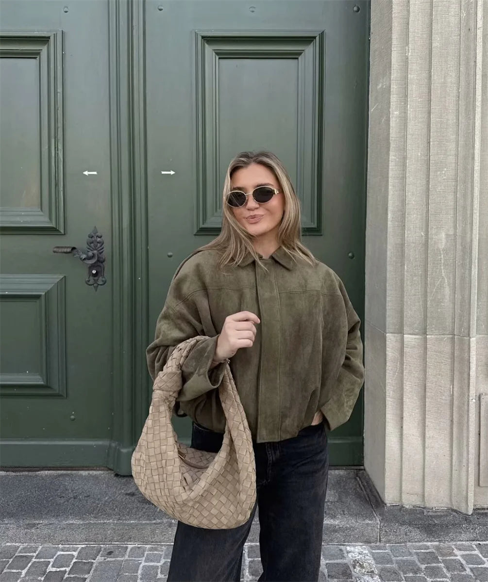 Women's Army Elegant Bomber Jackets Coats