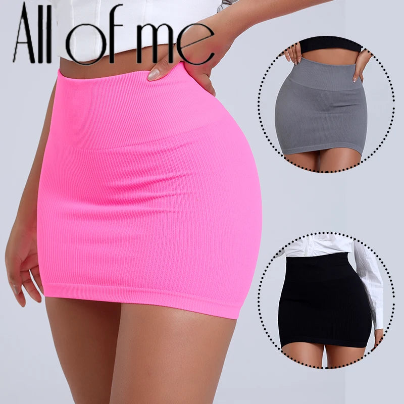 1 Stück Frühling Sommer Neu Hoher Bund Elastischer Business Damen Minirock Schwarz Schlankmachender Strickrock Halber Körper Professionelle Arbeit