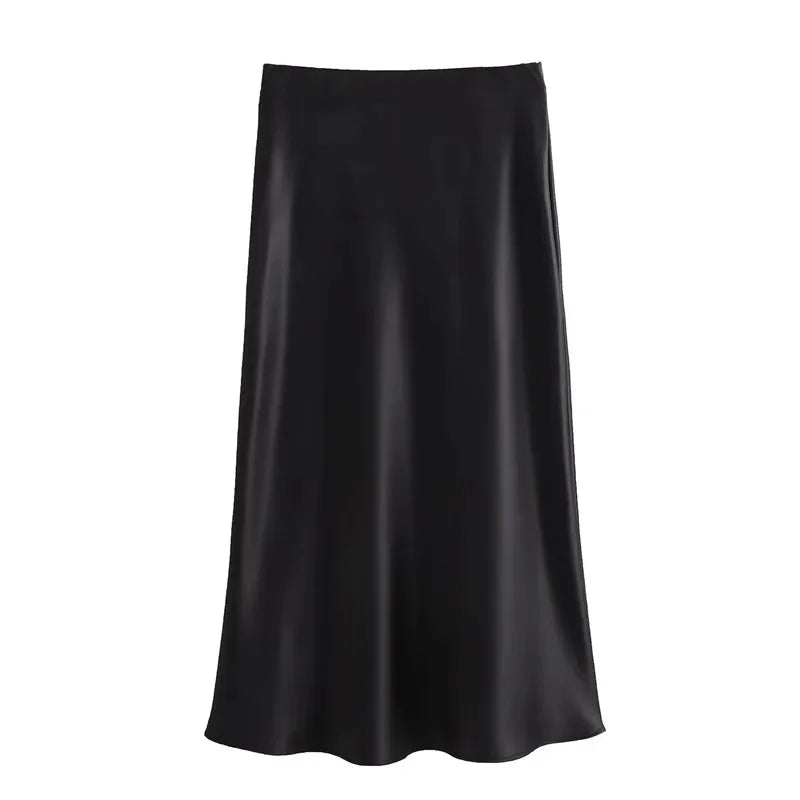 MUJER 2026 Satin Women High Waist Long Skirts