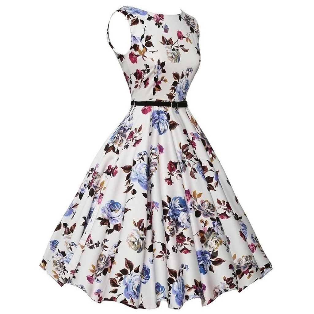 Summer Floral Robe Retro Swing Casual Vintage Dress