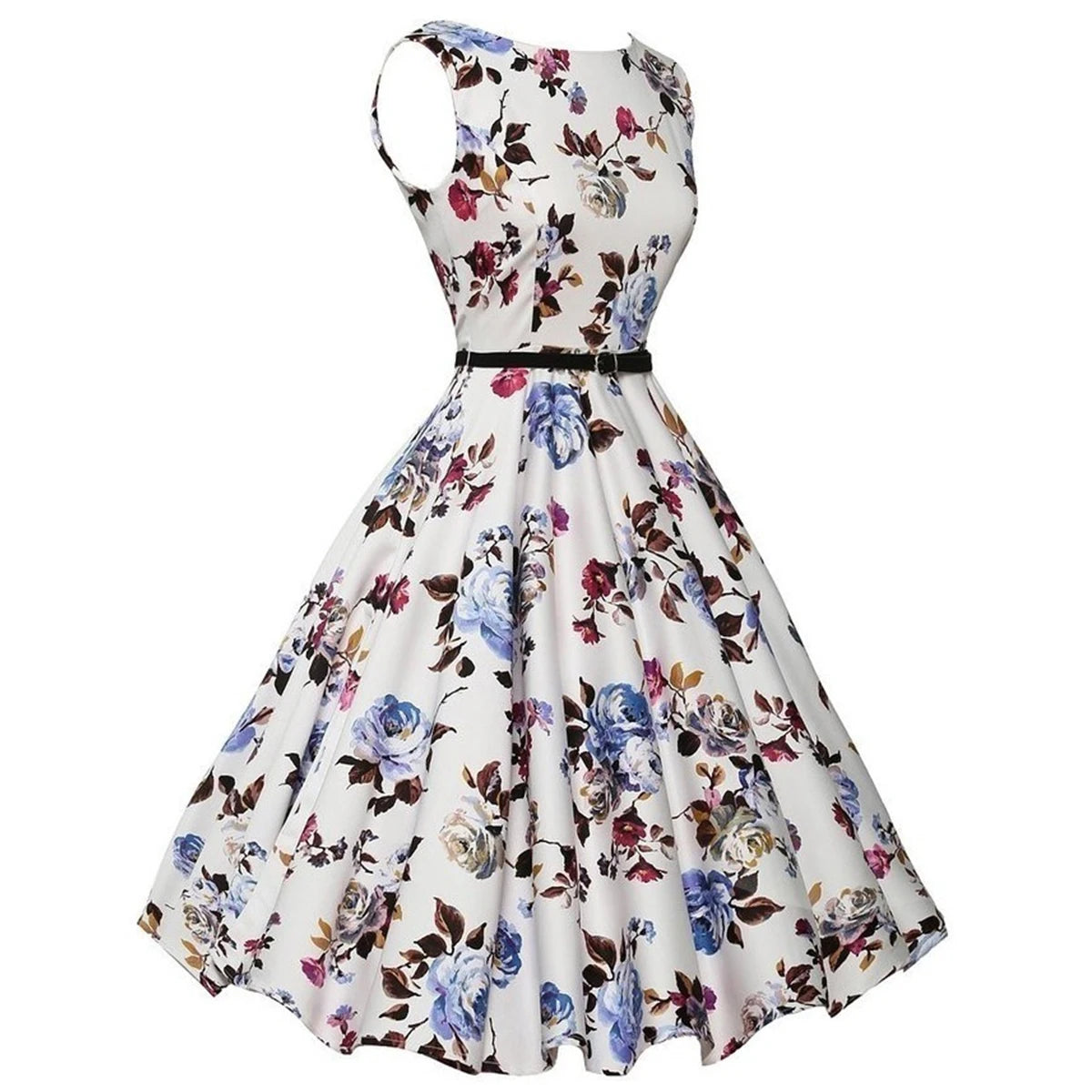 Summer Floral Robe Retro Swing Casual Vintage Dress